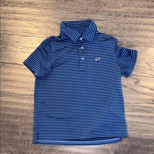 Vineyard Vines Boys Performance Blue Striped Polo, size 7